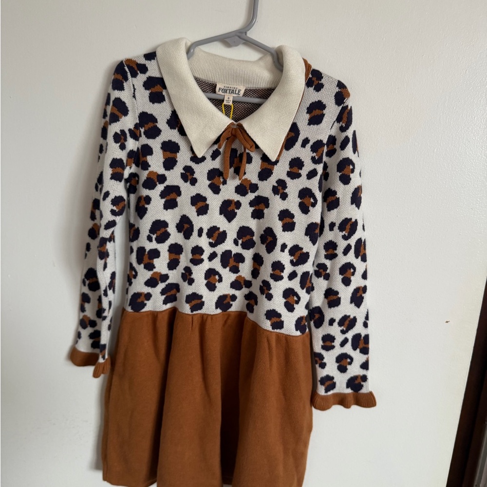 Stylish Leopard Print Dress with Brown Skirt